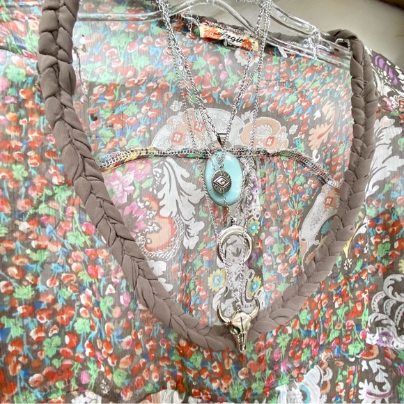 Sweet prairie boho sheer/airy boho blouse w paisley floral spell Gypsy vibe - Picture 5 of 13